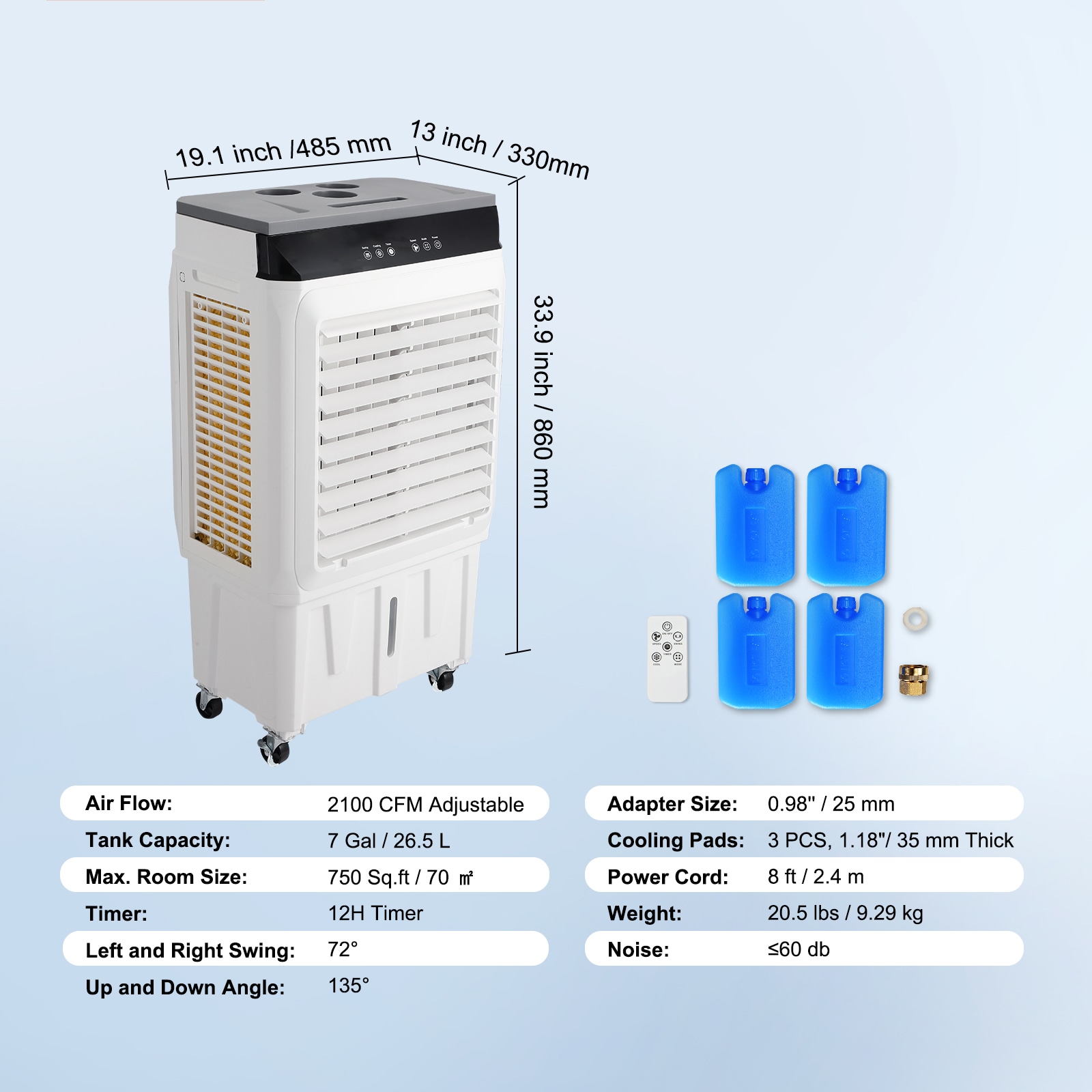 Evaporative Air Cooler Portable Indoor Outdoor Air Conditioner_voghion.com